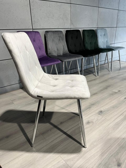 Lugano Krzesło tapicerowane BORGO VELVET LIGHT GREY SILVER