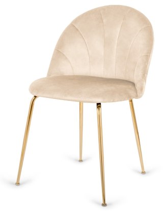 Lugano Krzesło tapicerowane CAMILA BEIGE VELVET GOLD