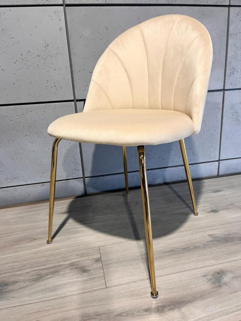 Lugano Krzesło tapicerowane CAMILA BEIGE VELVET GOLD
