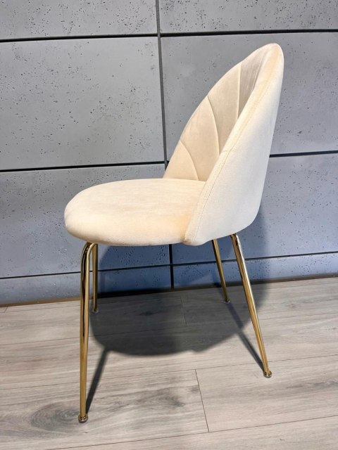 Lugano Krzesło tapicerowane CAMILA BEIGE VELVET GOLD