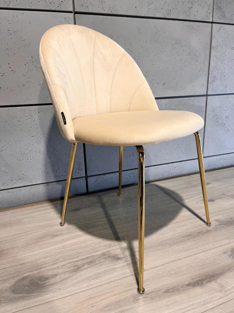 Lugano Krzesło tapicerowane CAMILA BEIGE VELVET GOLD