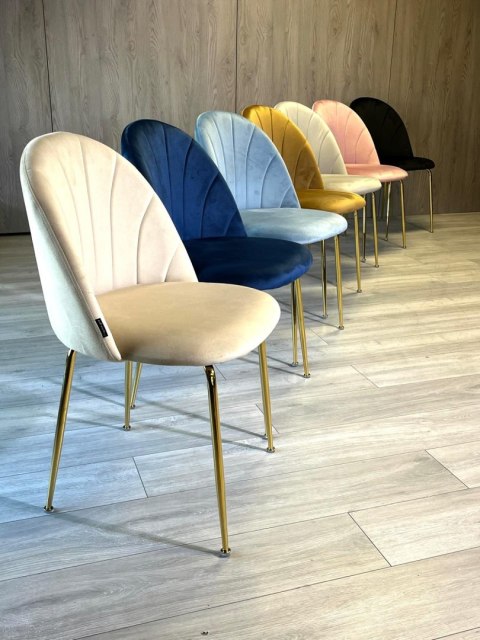 Lugano Krzesło tapicerowane CAMILA BEIGE VELVET GOLD