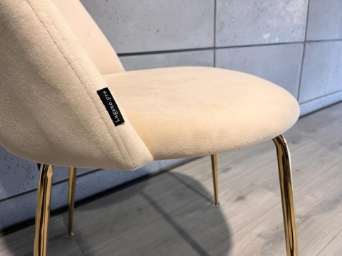 Lugano Krzesło tapicerowane CAMILA BEIGE VELVET GOLD