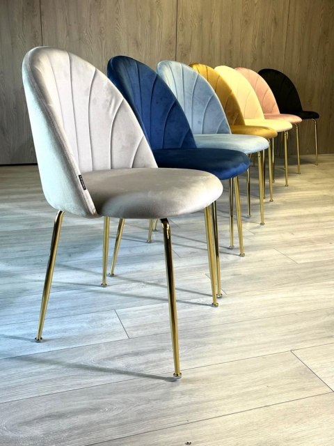 Lugano Krzesło tapicerowane CAMILA GREY VELVET GOLD