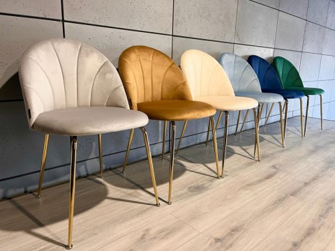 Lugano Krzesło tapicerowane CAMILA GREY VELVET GOLD