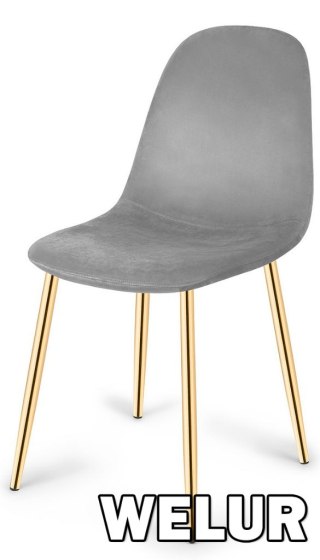 Lugano Krzesło tapicerowane GIULIA VELVET GREY GOLD II GATUNEK
