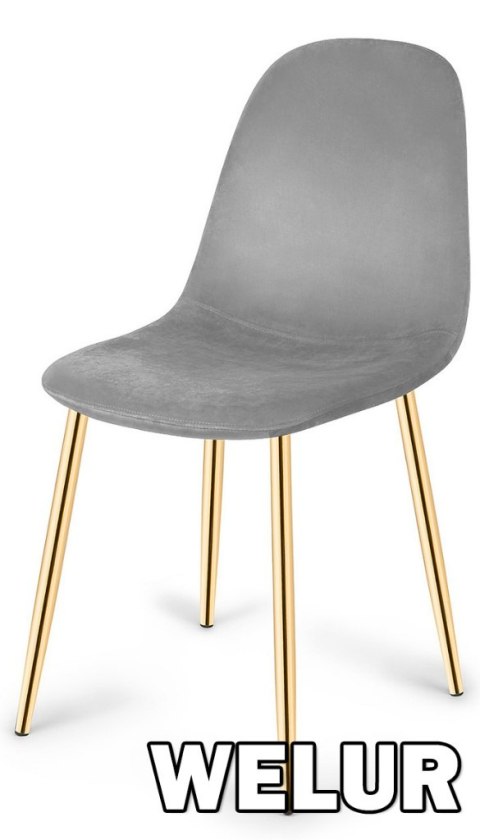 Lugano Krzesło tapicerowane GIULIA VELVET GREY GOLD II GATUNEK