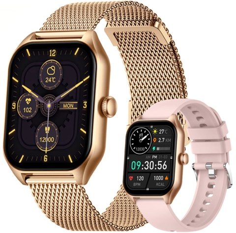 RUBICON Smartwatch Damski Rubicon RNCF03-5 Różowe złoto Bransoleta + Pasek