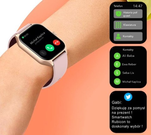 RUBICON Smartwatch Damski Rubicon RNCF03-5 Różowe złoto Bransoleta + Pasek