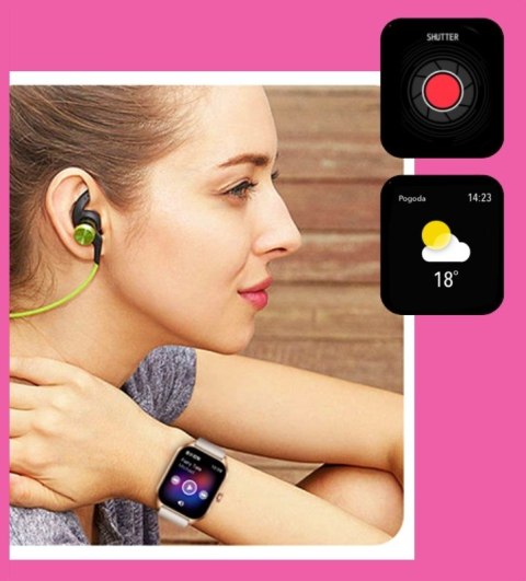 RUBICON Smartwatch Damski Rubicon RNCF03-5 Różowe złoto Bransoleta + Pasek