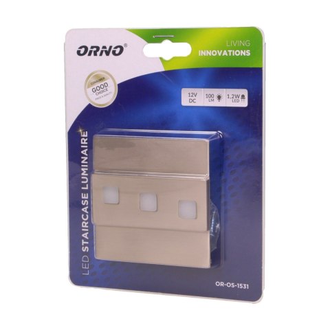 LEPUS LED 1,2W, oprawa schodowa natynkowa, 12V DC, 100lm, 6000K, satyna