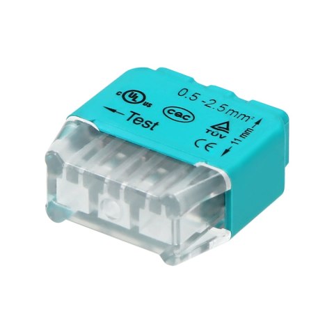 Złączka instalacyjna wciskana 3-przewodowa; na drut 0,75-2,5mm?; IEC 300V/24A; 10 szt.