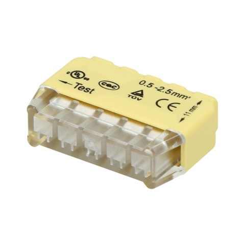 Złączka instalacyjna wciskana 5-przewodowa; na drut 0,75-2,5mm?; IEC 300V/24A 50 szt.
