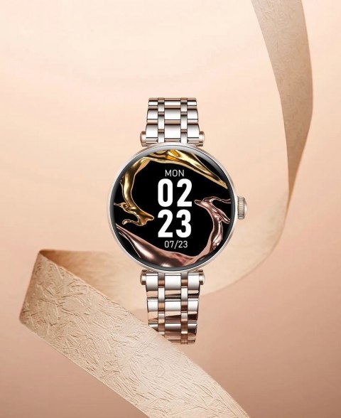 Gravity Smartwatch Gravity Różowe Złoto Czarny 2 Paski GT26-6