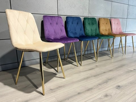 Lugano Krzesło tapicerowane BORGO VELVET BEIGE GOLD