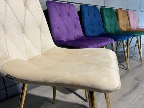 Lugano Krzesło tapicerowane BORGO VELVET BEIGE GOLD