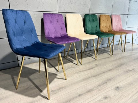 Lugano Krzesło tapicerowane BORGO VELVET BLUE GOLD