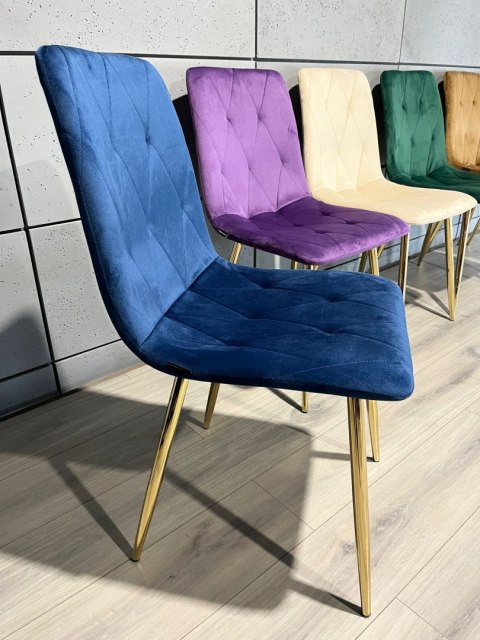 Lugano Krzesło tapicerowane BORGO VELVET BLUE GOLD
