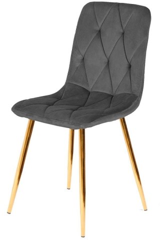 Lugano Krzesło tapicerowane BORGO VELVET DARK GREY GOLD