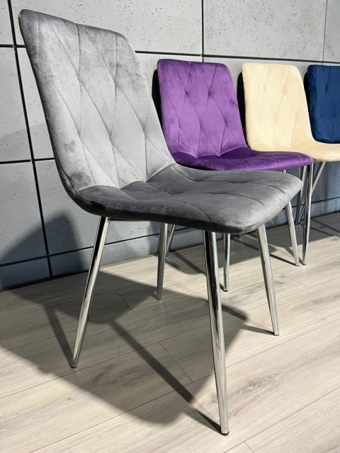 Lugano Krzesło tapicerowane BORGO VELVET DARK GREY SILVER