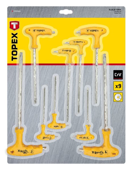 Klucze Torx typu "T" T10-T50, zestaw 9 szt.