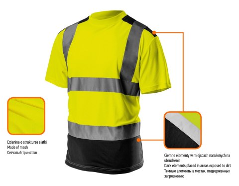 T-shirt ostrzegawczy, ciemny dół, żółty, rozmiar XL