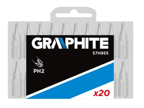 Końcówki wkrętakowe PH2 x 25 mm, 20 szt.