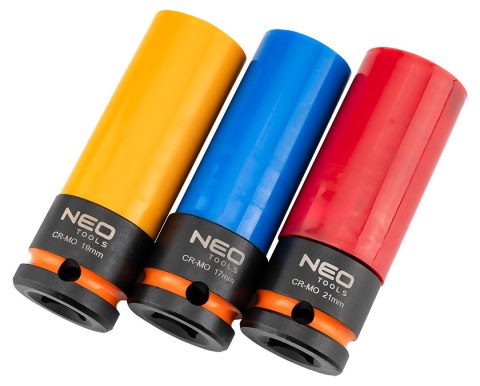 Nasadki do felg aluminiowych - zestaw 3 szt. (17 mm, 19 mm, 21 mm), Cr-Mo