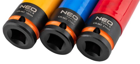 Nasadki do felg aluminiowych - zestaw 3 szt. (17 mm, 19 mm, 21 mm), Cr-Mo