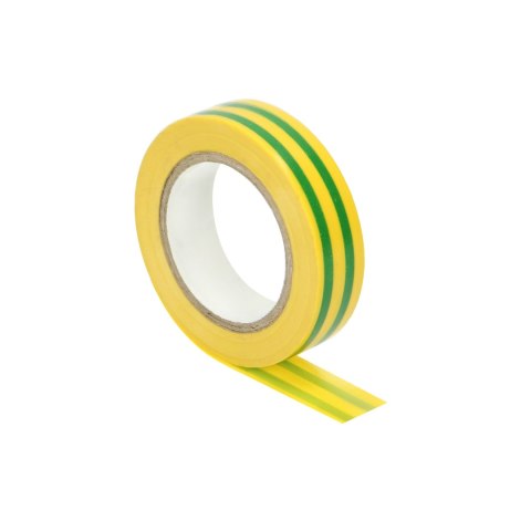 Taśma izolacyjna żółto/zielona, uniepalniona, szerokość 15mm, grubość 0,13mm, 10m długości