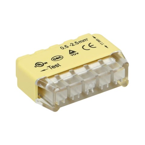 Złączka instalacyjna wciskana 5-przewodowa; na drut 0,75-2,5mm?; IEC 300V/24A; Blister 10 szt.