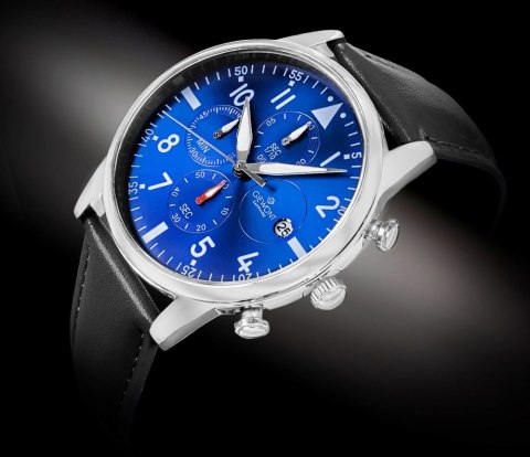 Giewont Zegarek Męski Giewont Chronograph Sapphire Czarno Niebieski GW5630-A3