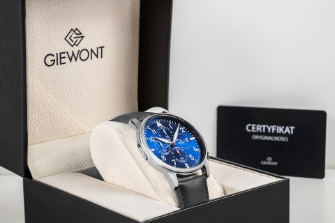 Giewont Zegarek Męski Giewont Chronograph Sapphire Czarno Niebieski GW5630-A3