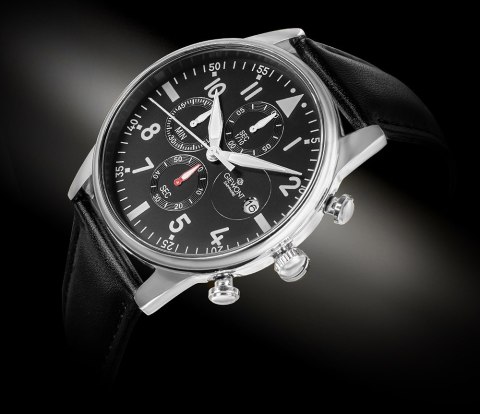 Giewont Zegarek Męski Giewont Chronograph Sapphire Czarno Srebrny GW5630-A2