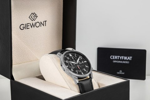Giewont Zegarek Męski Giewont Chronograph Sapphire Czarno Srebrny GW5630-A2