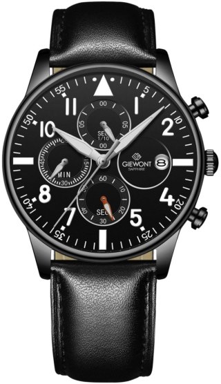 Giewont Zegarek Męski Giewont Chronograph Sapphire Czarny GW5630-A1