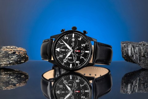 Giewont Zegarek Męski Giewont Chronograph Sapphire Czarny GW5630-A1