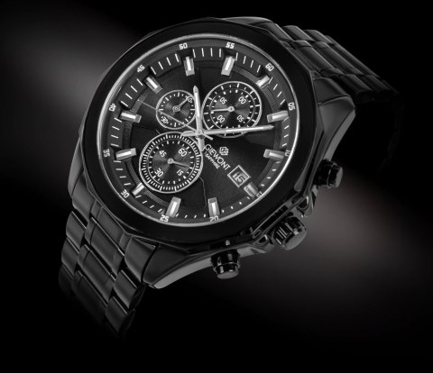 Giewont Zegarek Męski Giewont Chronograph Sapphire Czarny GW7290-B1