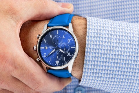 Giewont Zegarek Męski Giewont Chronograph Sapphire Niebieski GW5630-A5