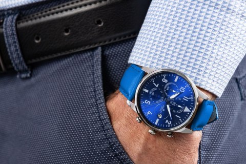 Giewont Zegarek Męski Giewont Chronograph Sapphire Niebieski GW5630-A5