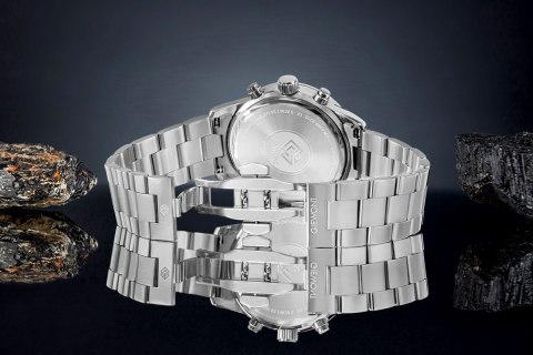 Giewont Zegarek Męski Giewont Chronograph Sapphire Srebrno Niebieski GW4580-B3