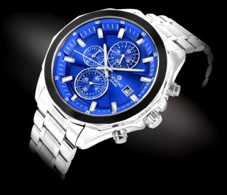 Giewont Zegarek Męski Giewont Chronograph Sapphire Srebrno Niebieski GW7290-B3