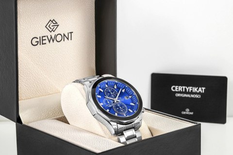 Giewont Zegarek Męski Giewont Chronograph Sapphire Srebrno Niebieski GW7290-B3