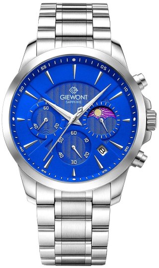 Giewont Zegarek Męski Giewont Chronograph Sapphire Srebrno Niebieski GW9460-B3