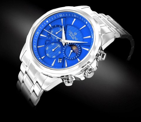 Giewont Zegarek Męski Giewont Chronograph Sapphire Srebrno Niebieski GW9460-B3