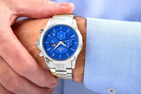 Giewont Zegarek Męski Giewont Chronograph Sapphire Srebrno Niebieski GW9460-B3