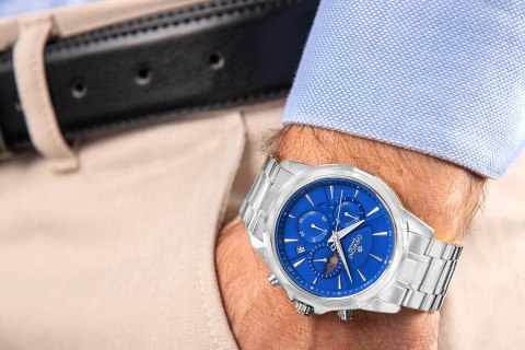 Giewont Zegarek Męski Giewont Chronograph Sapphire Srebrno Niebieski GW9460-B3