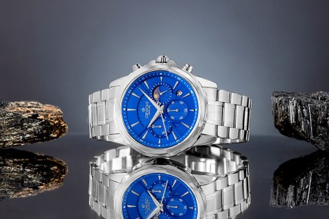 Giewont Zegarek Męski Giewont Chronograph Sapphire Srebrno Niebieski GW9460-B3