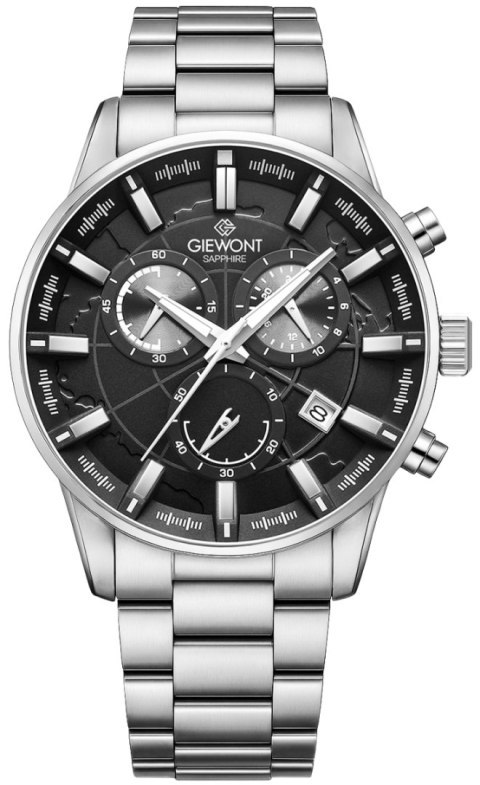 Giewont Zegarek Męski Giewont Chronograph Sapphire Srebrny GW4580-B2