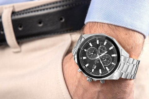 Giewont Zegarek Męski Giewont Chronograph Sapphire Srebrny GW7290-B2